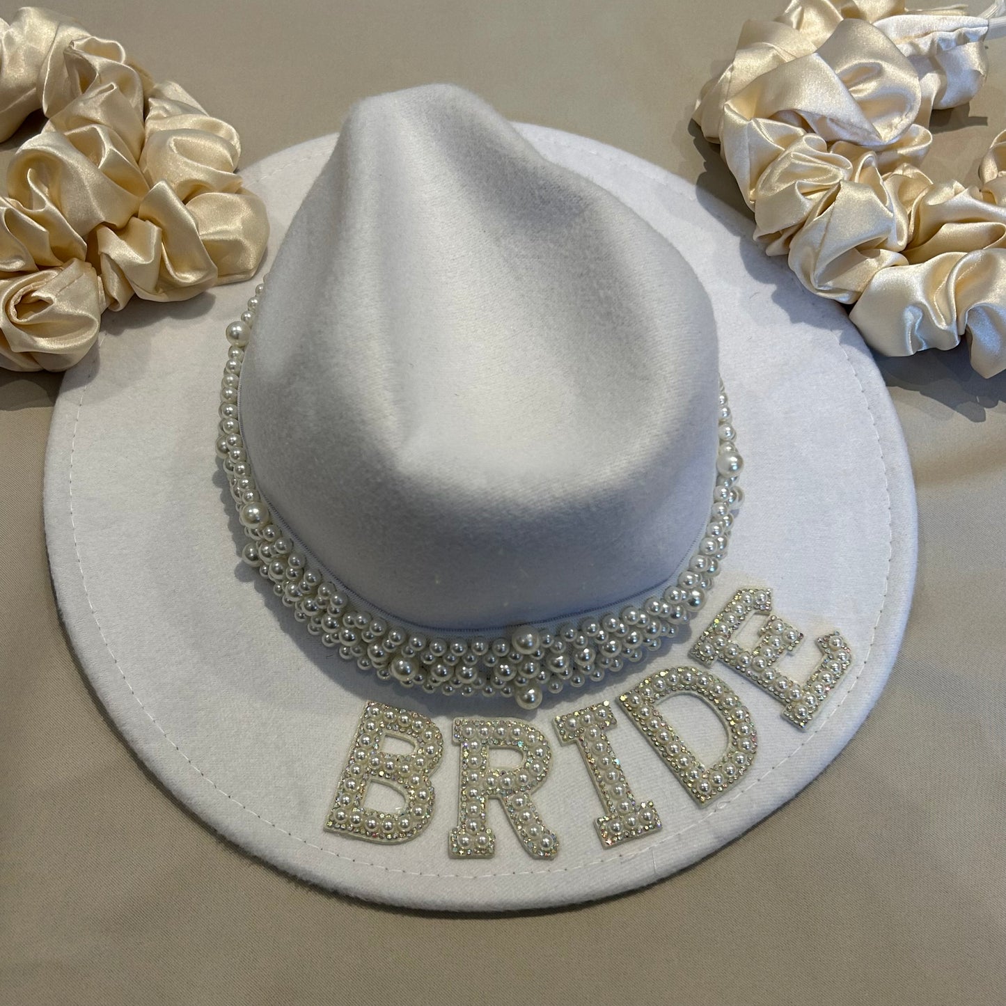 White Pearl Personalised Fedora Hat
