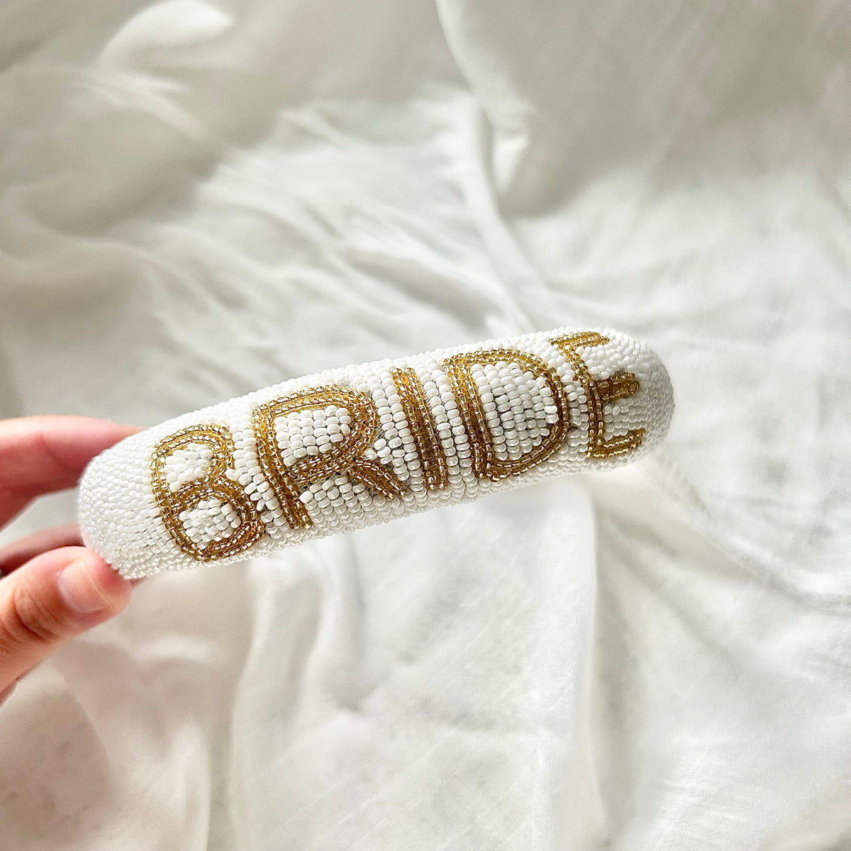 Hand beaded bride headband