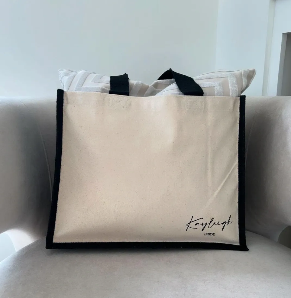 Black & Cream Large Tote Bag