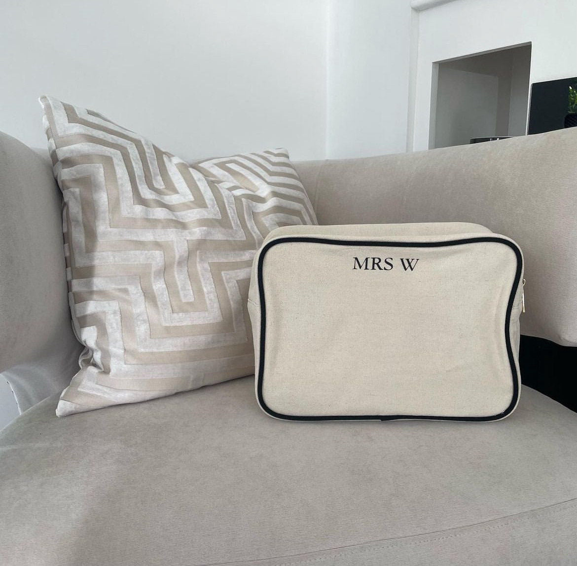 Cream & Black XL Pouch