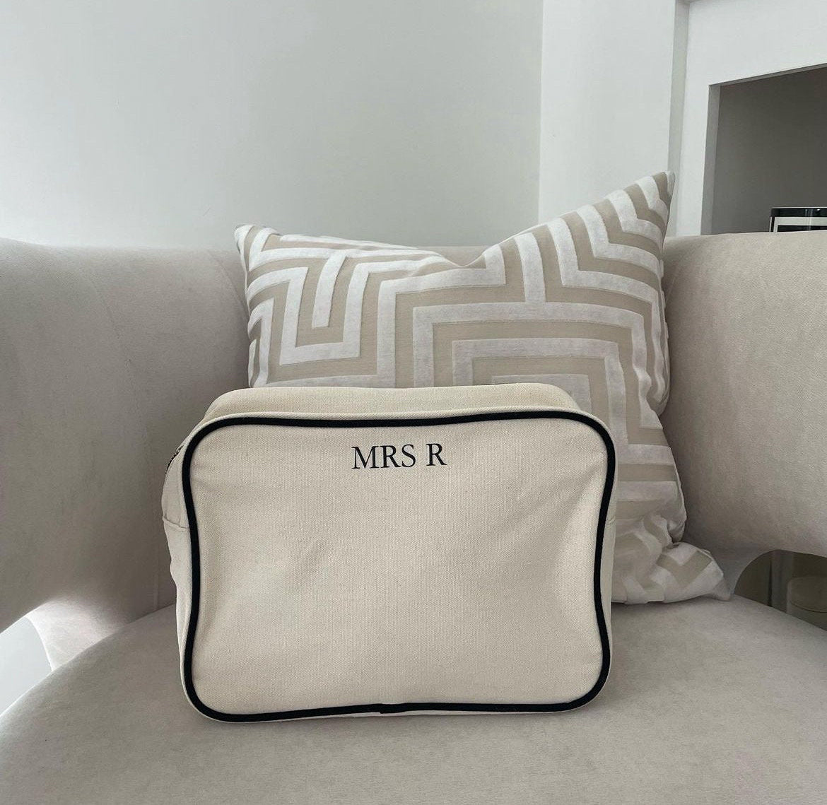 Cream & Black XL Pouch