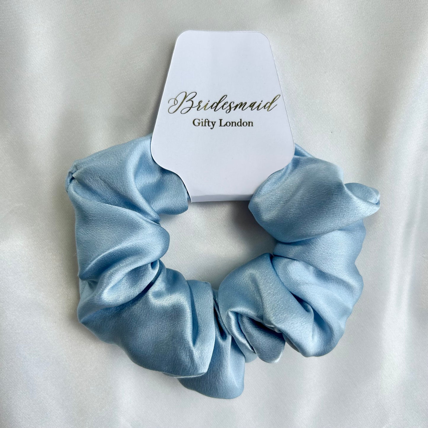 Blue Satin Scrunchie