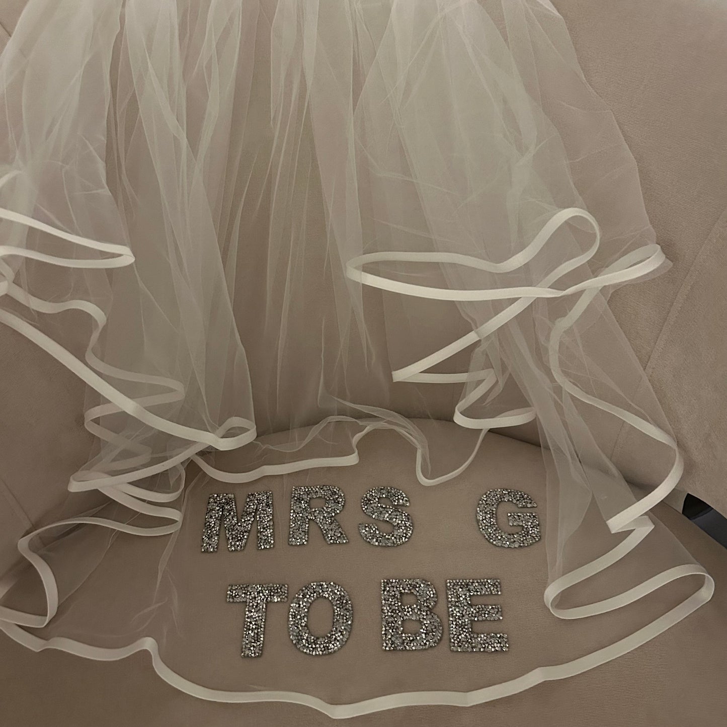 Mrs Personalised Initial Diamanté Veil
