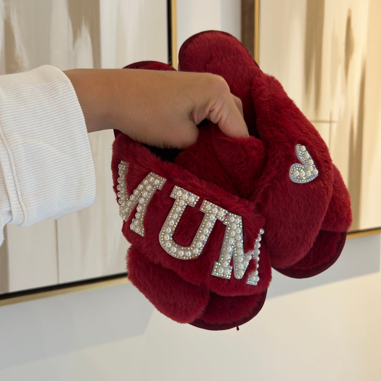 Mum Pearl & Diamante Slippers