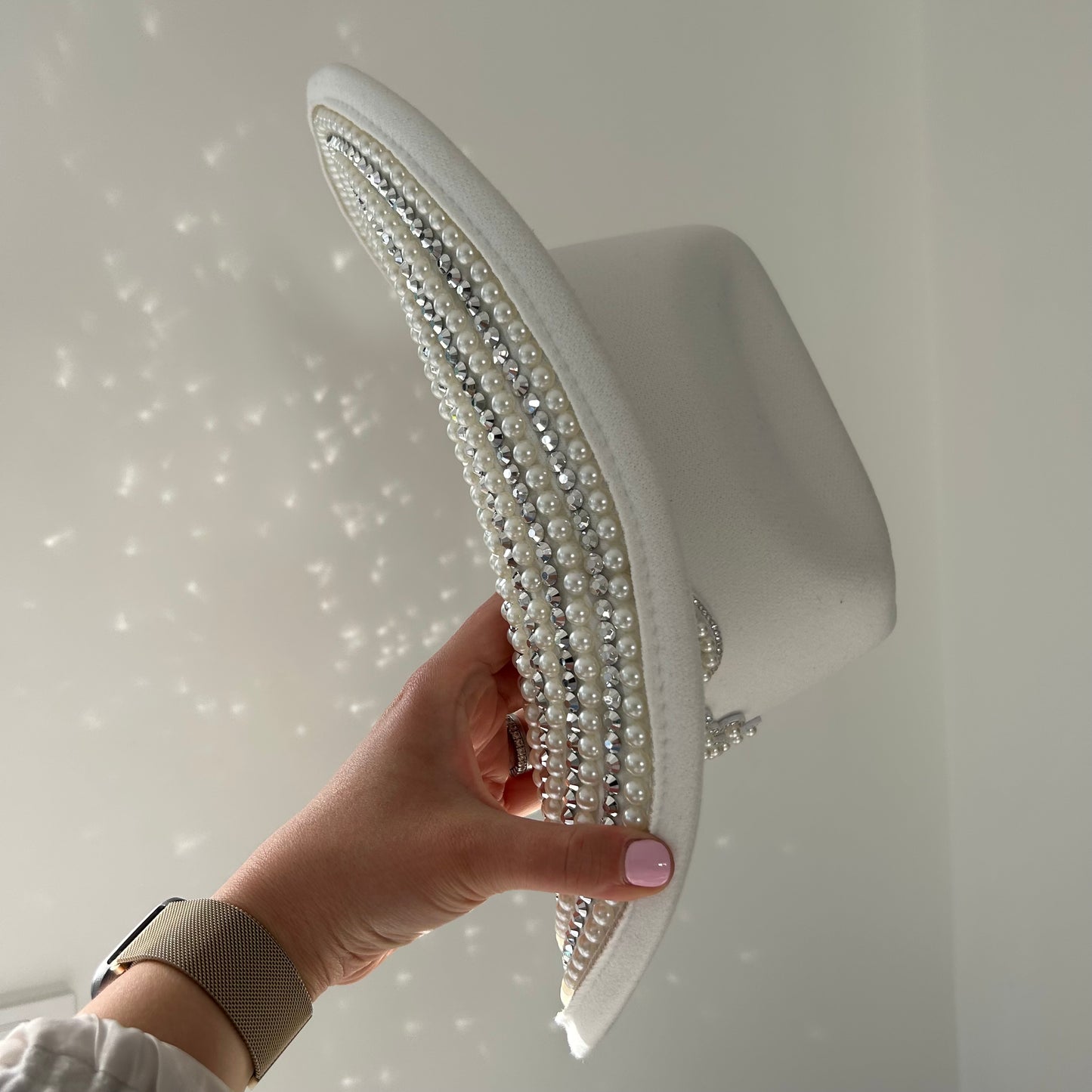 White Pearl Bride Cowboy Hat