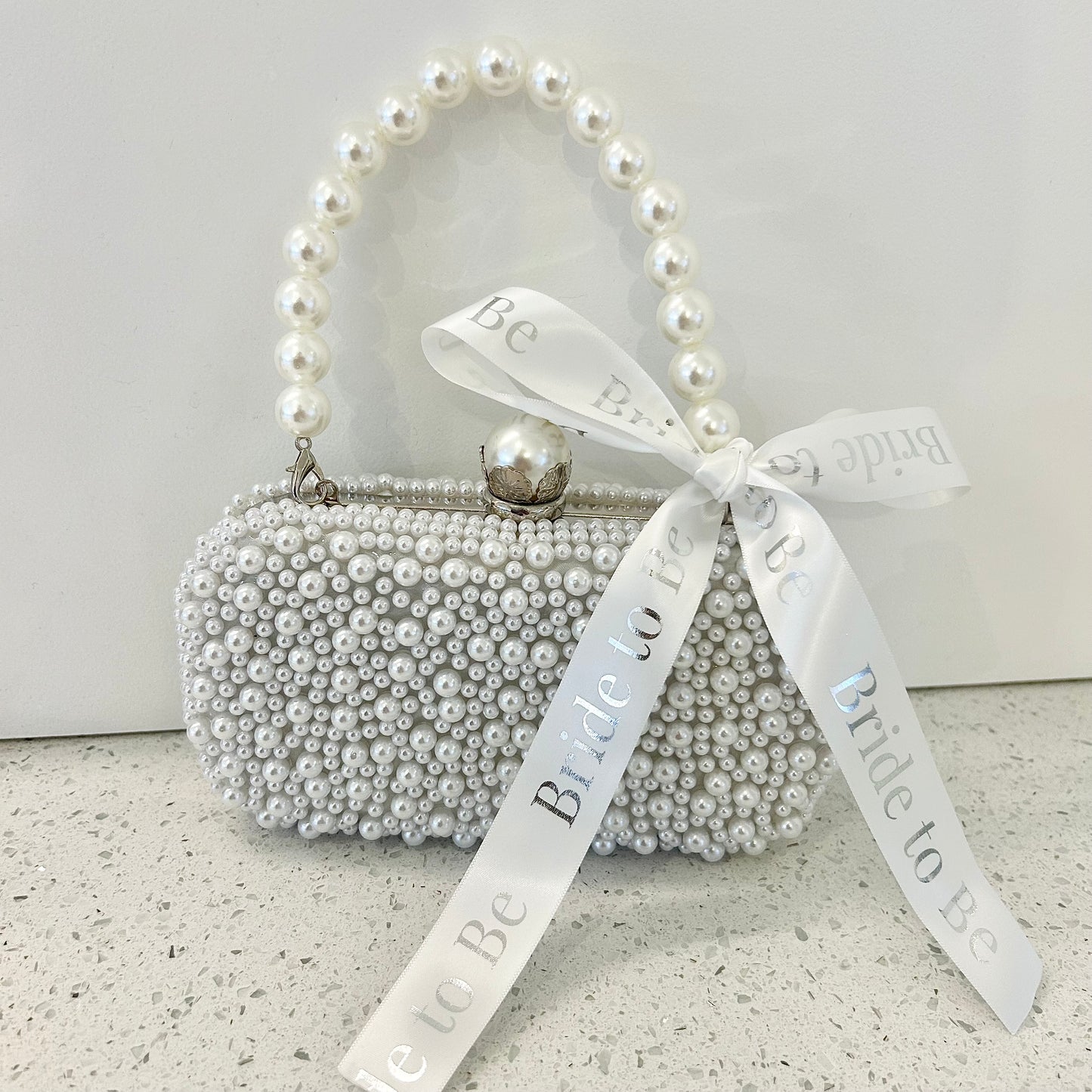 Silver Bride to be Pearl Beaded Bags
