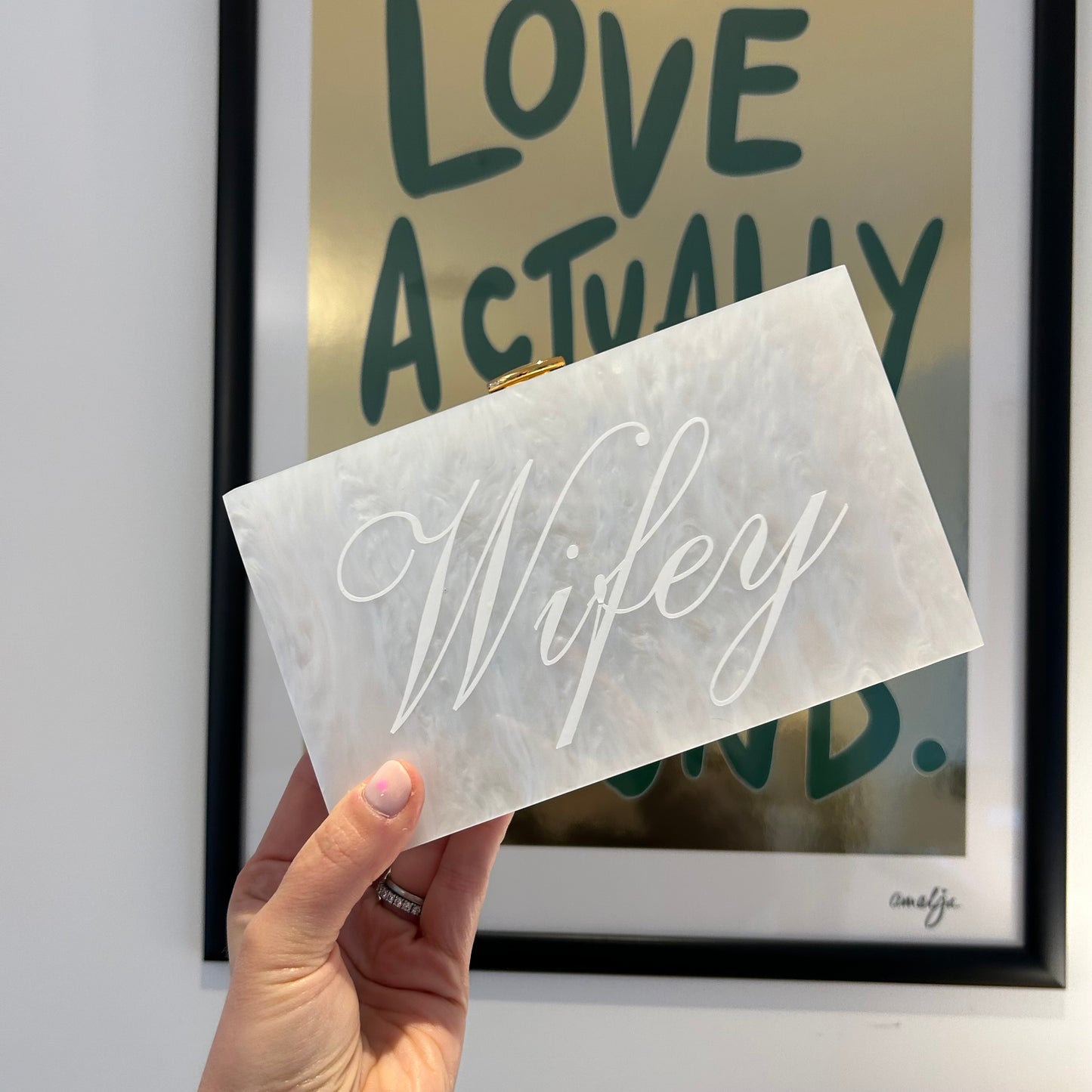 Wifey acrylic clutch bag