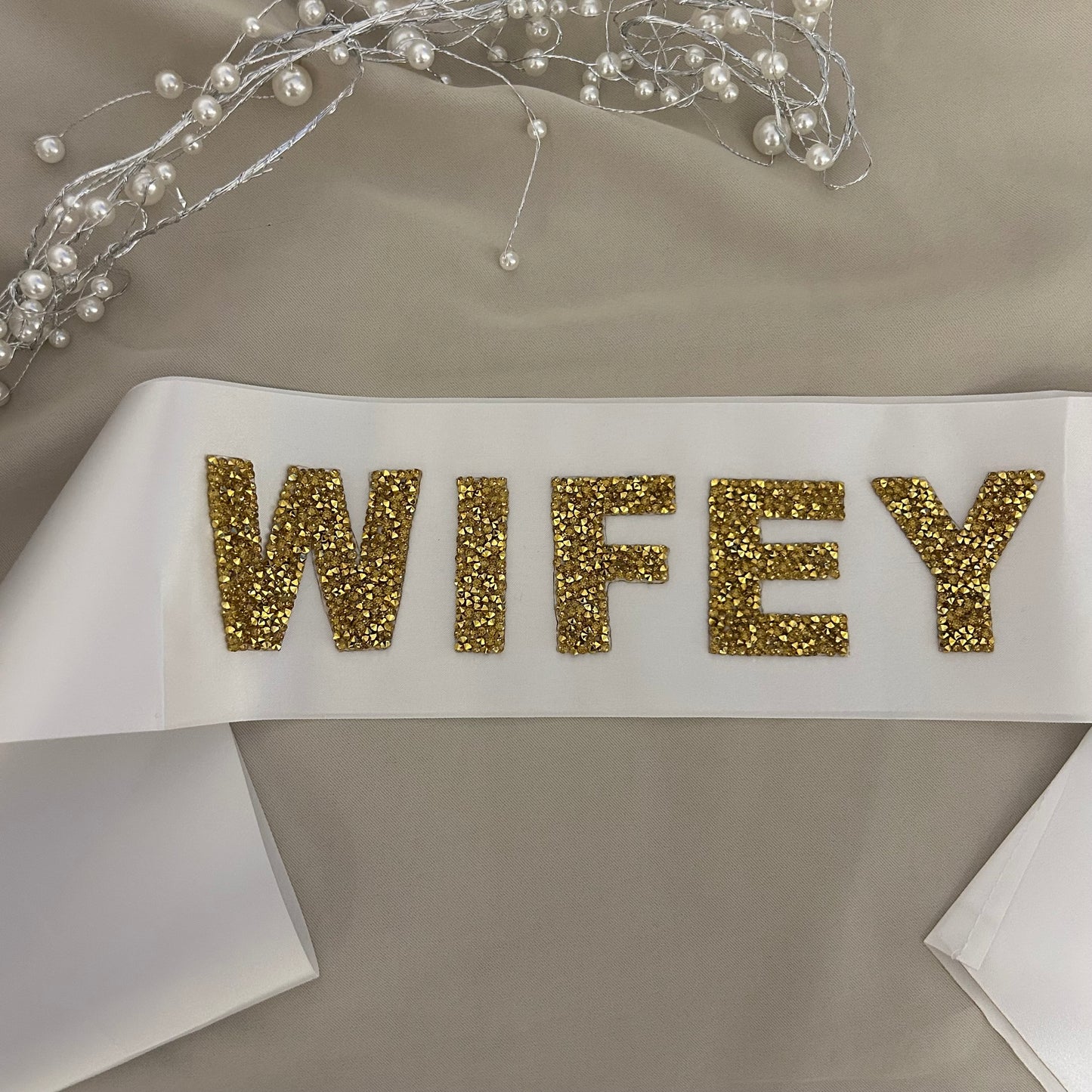 Gold Wifey Sparkle Embellished Sash