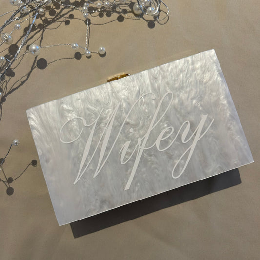 Wifey acrylic clutch bag