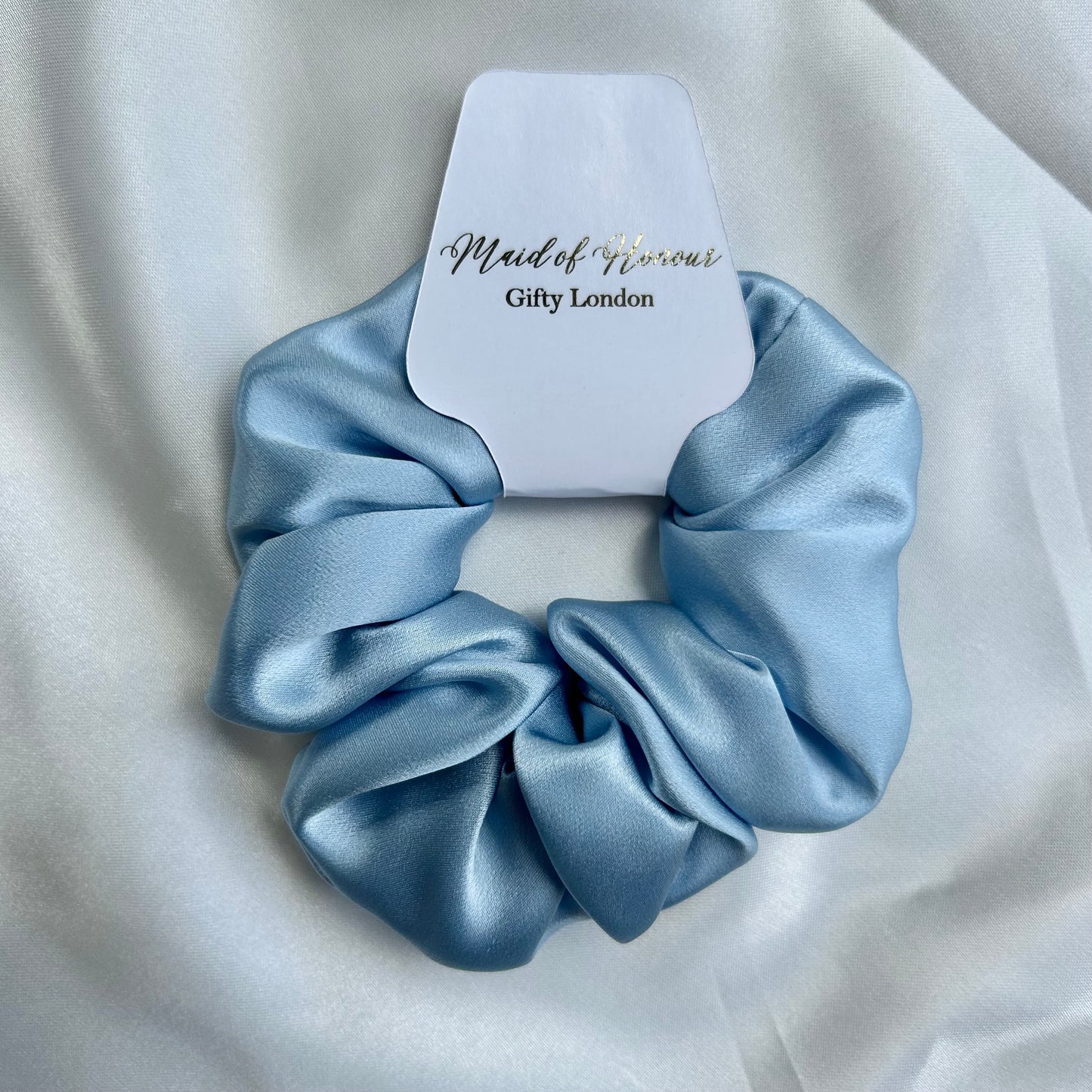 Blue Satin Scrunchie