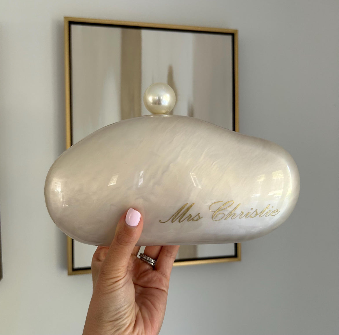 Pearl Personalised Acrylic Clutch Bag
