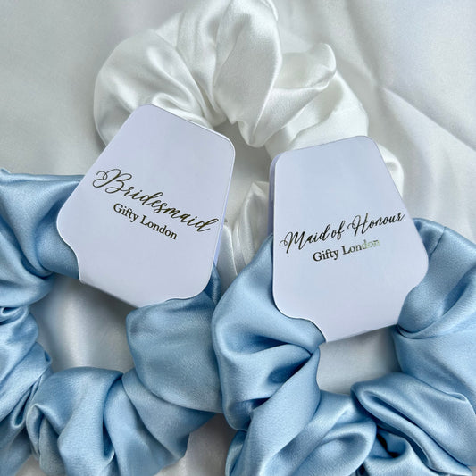 Blue Satin Scrunchie