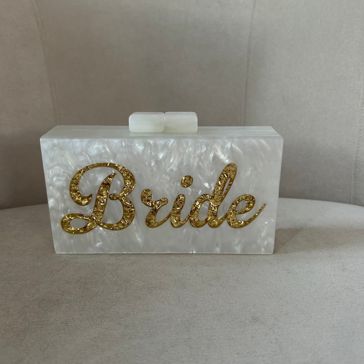 Gold Bride Pearl & Sparkle Acrylic Clutch Bag