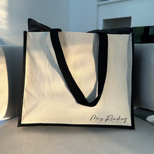 Black & Cream Large Tote Bag