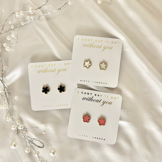 Personalised Bridesmaid Flower Earrings With Pouch