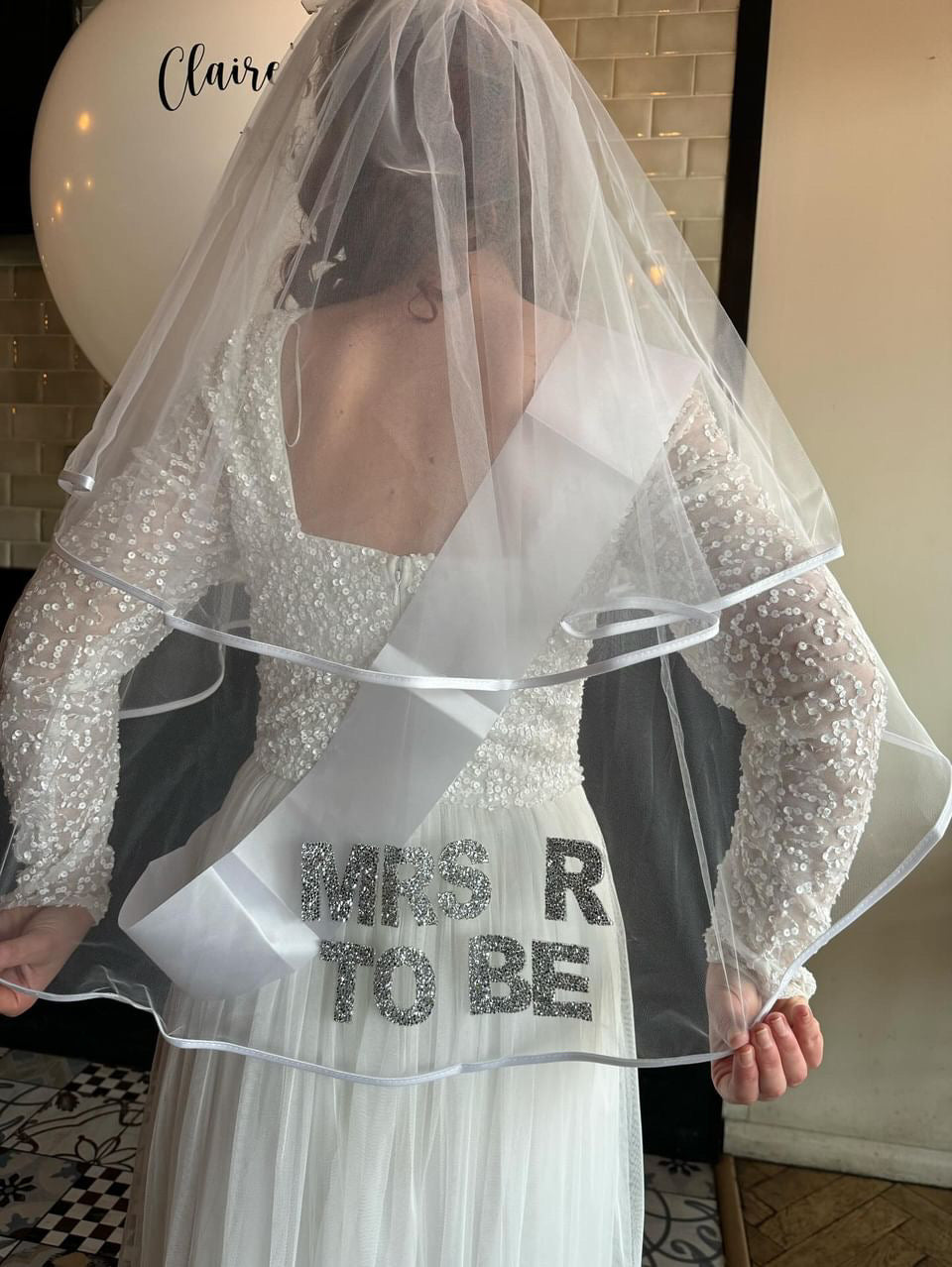 Mrs Personalised Initial Diamanté Veil