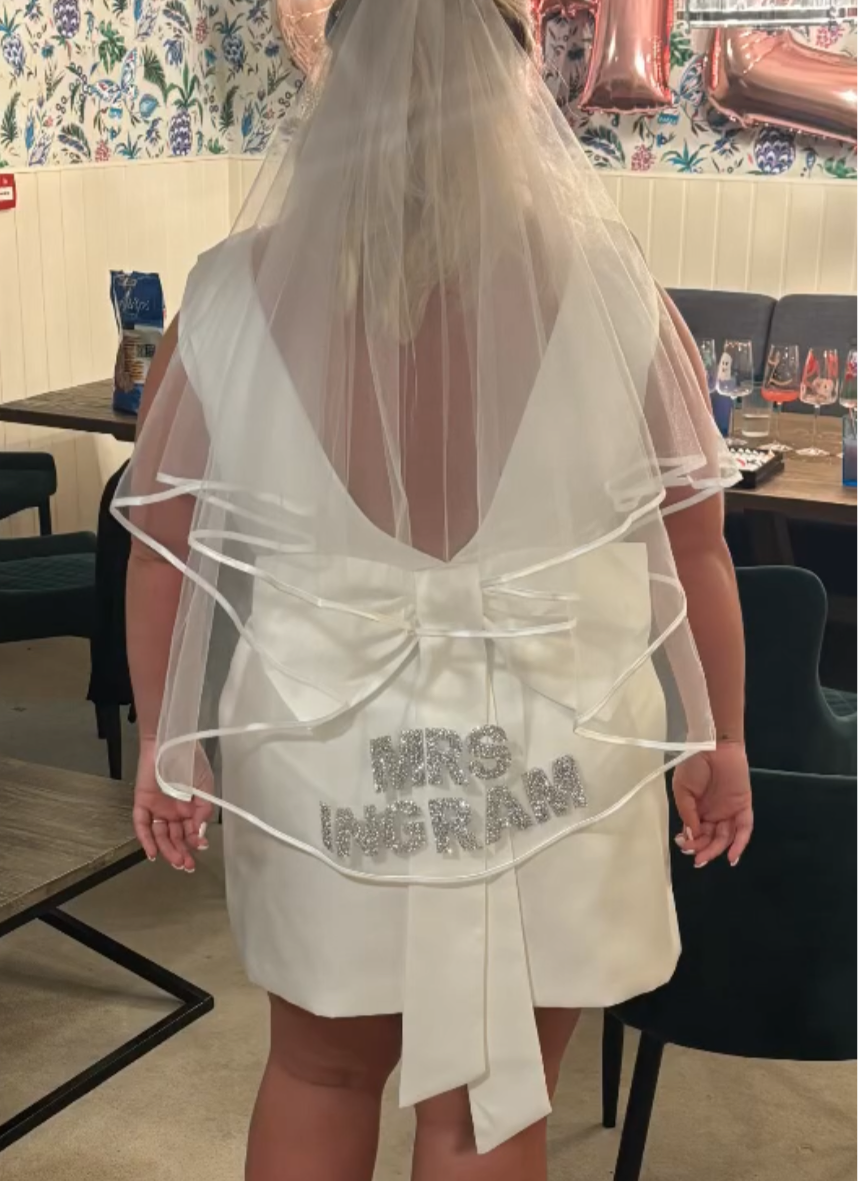 Mrs Personalised Surname Diamanté Veil