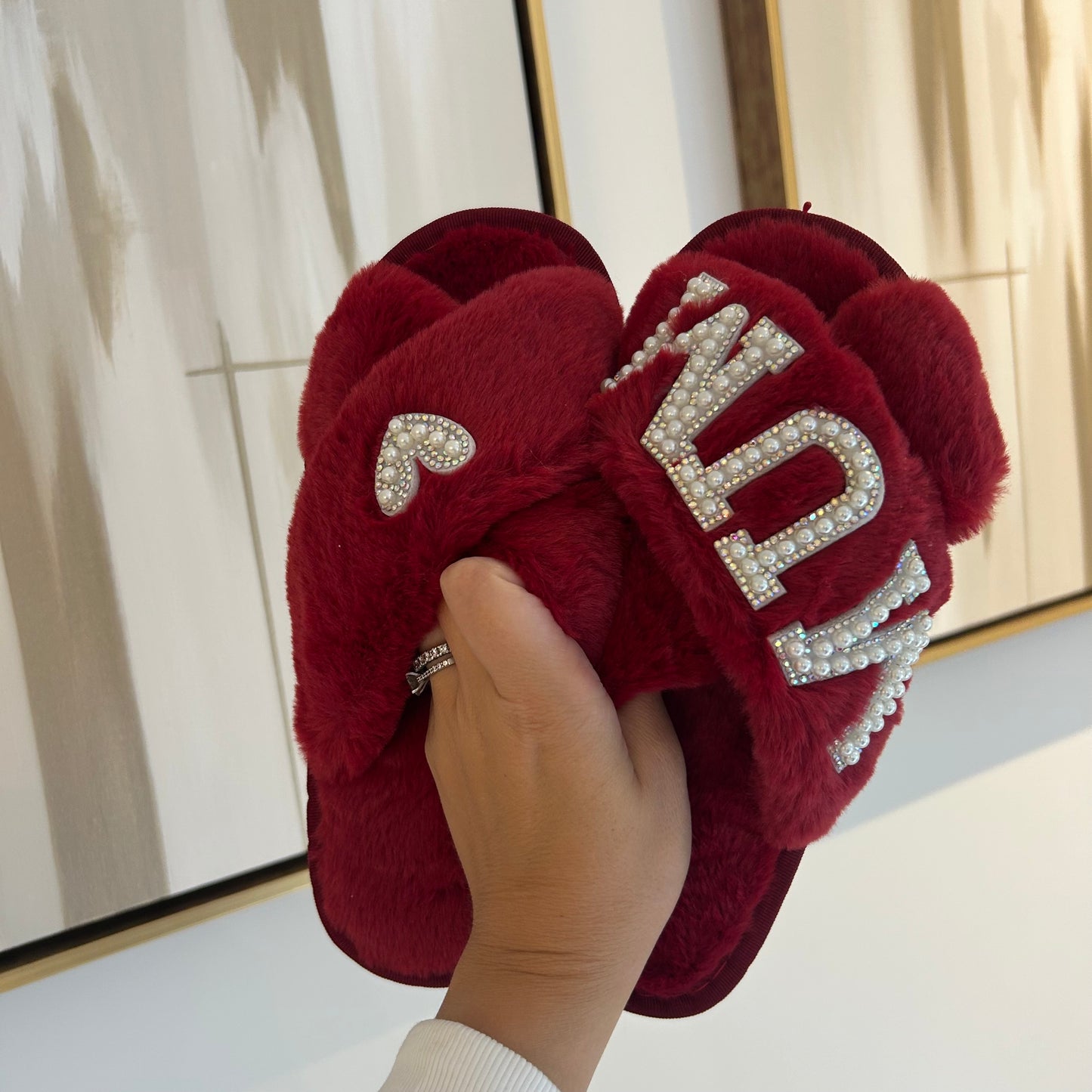 Mum Pearl & Diamante Slippers