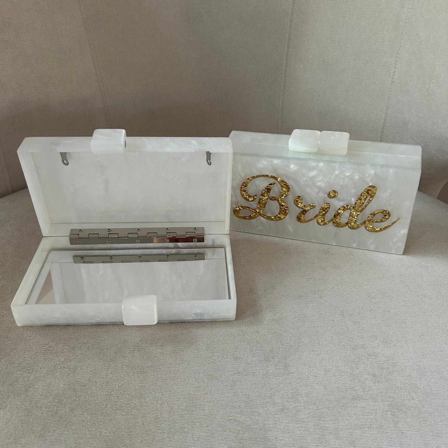 Gold Bride Pearl & Sparkle Acrylic Clutch Bag