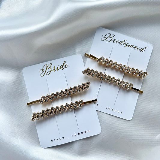 Bridesmaid proposal gold and silver diamanté hair slide