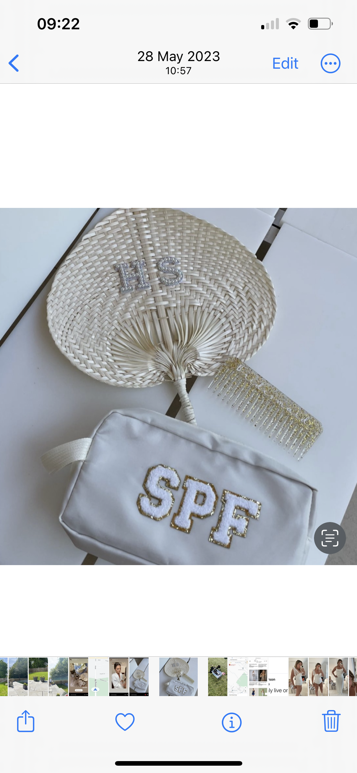 Initials Pearl & Diamanté Woven Fan