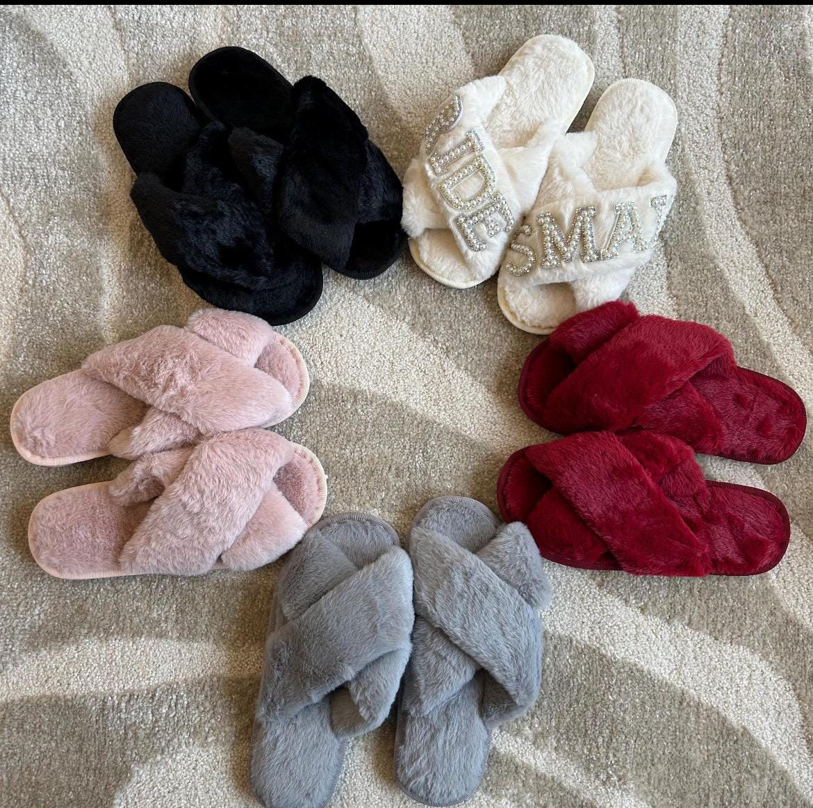 Personalised Initials Pearl & Diamante Slippers