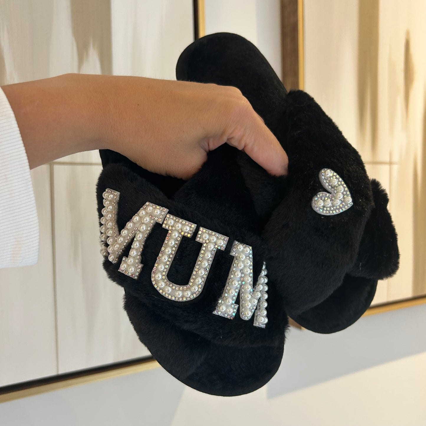 Mum Pearl & Diamante Slippers