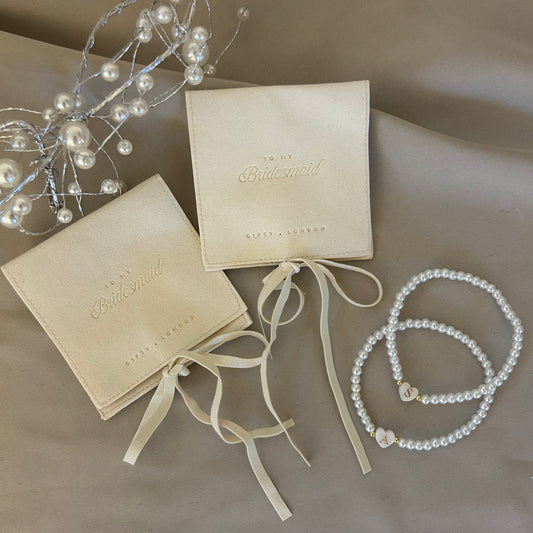 Personalised Bridesmaid Pearl Bracelet With Pouch