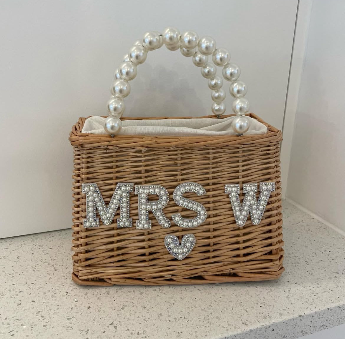 Raffia Pearl Personalised Bag