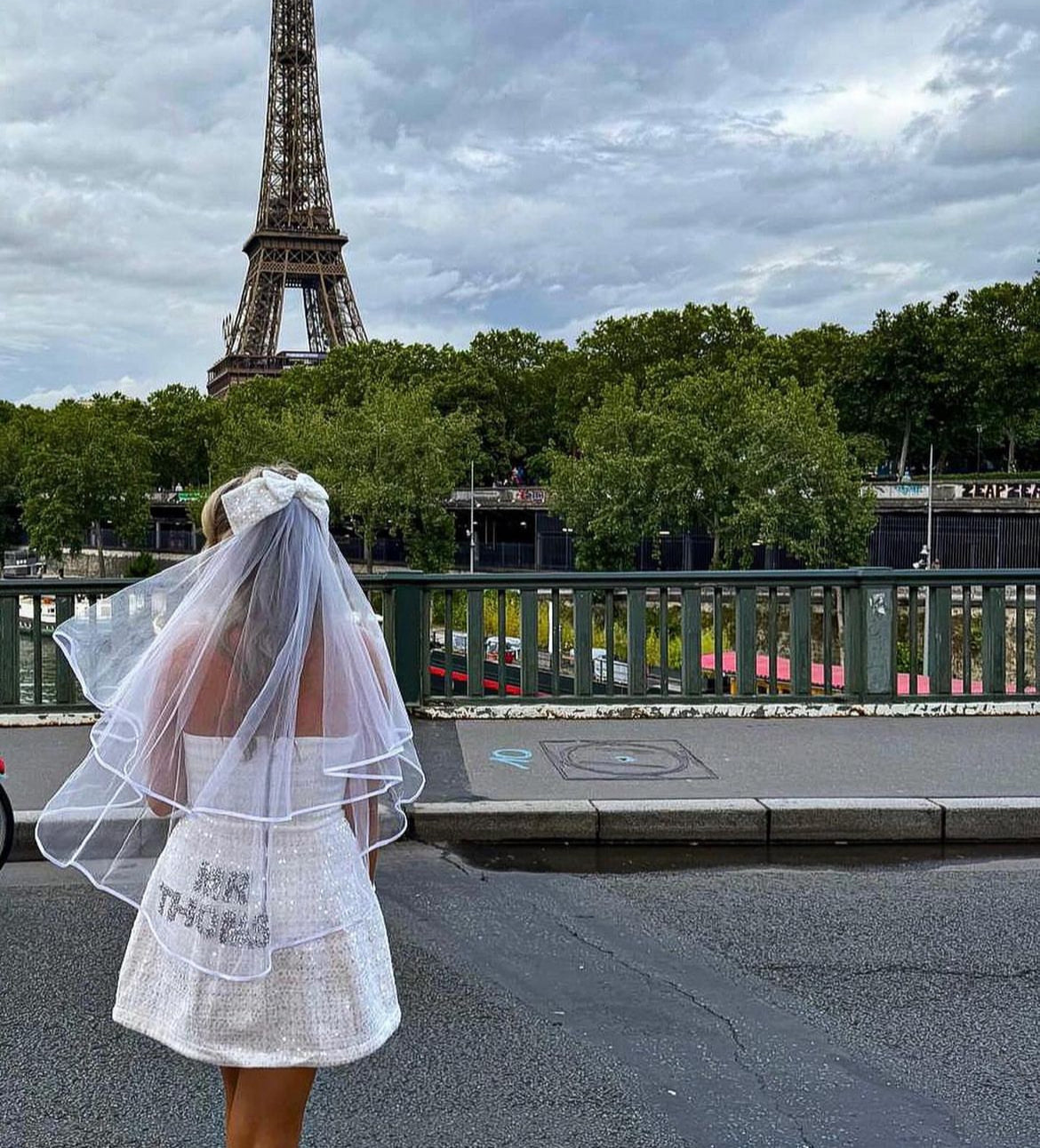 Mrs Personalised Surname Diamanté Veil