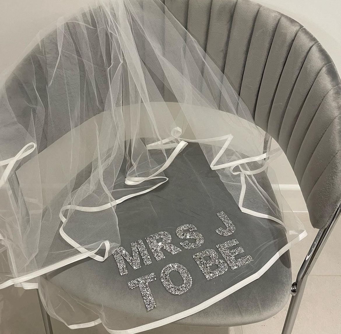 Mrs Personalised Initial Diamanté Veil