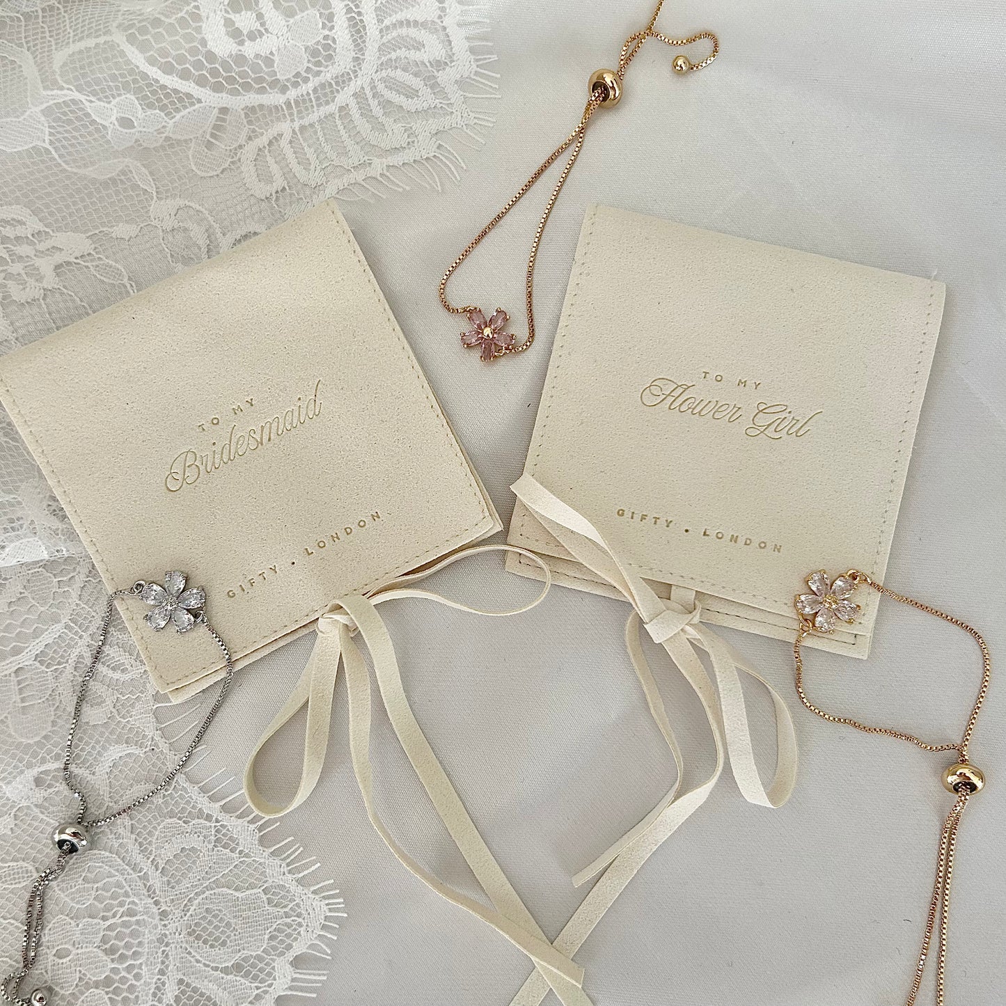 Bridesmaid Flower Bracelet With Pouch