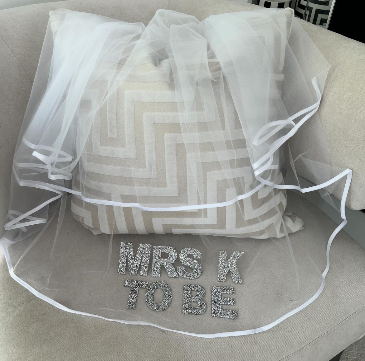 Mrs Personalised Initial Diamanté Veil