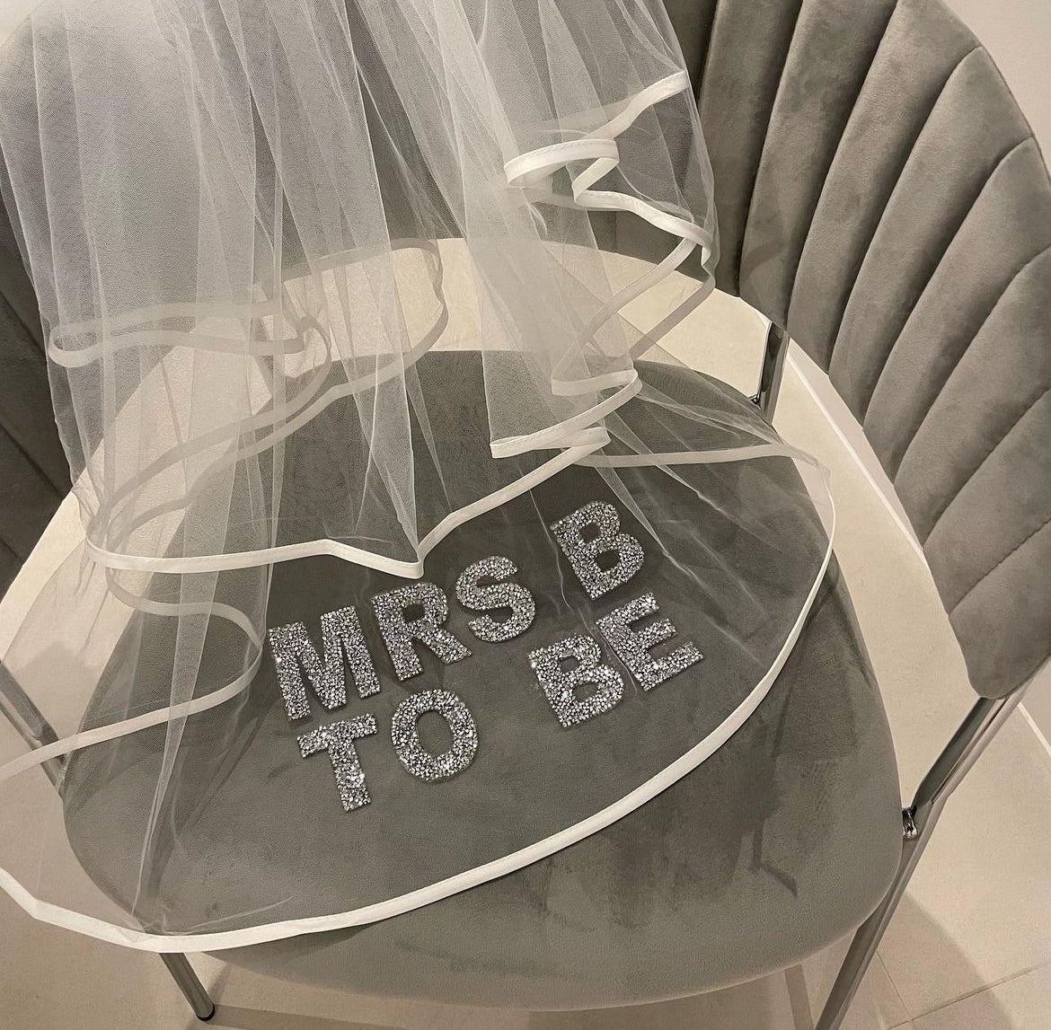 Mrs Personalised Initial Diamanté Veil