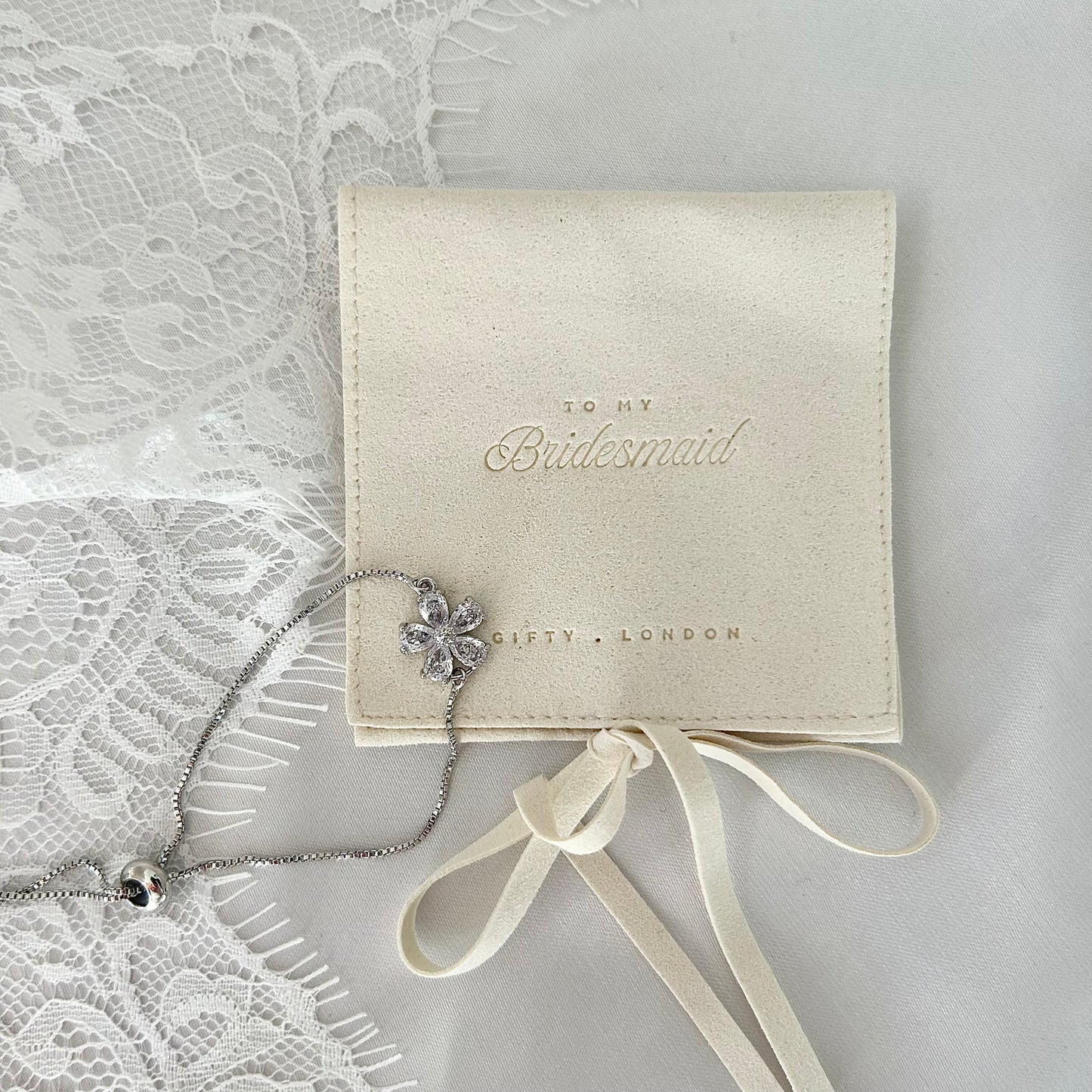 Bridesmaid Flower Bracelet With Pouch
