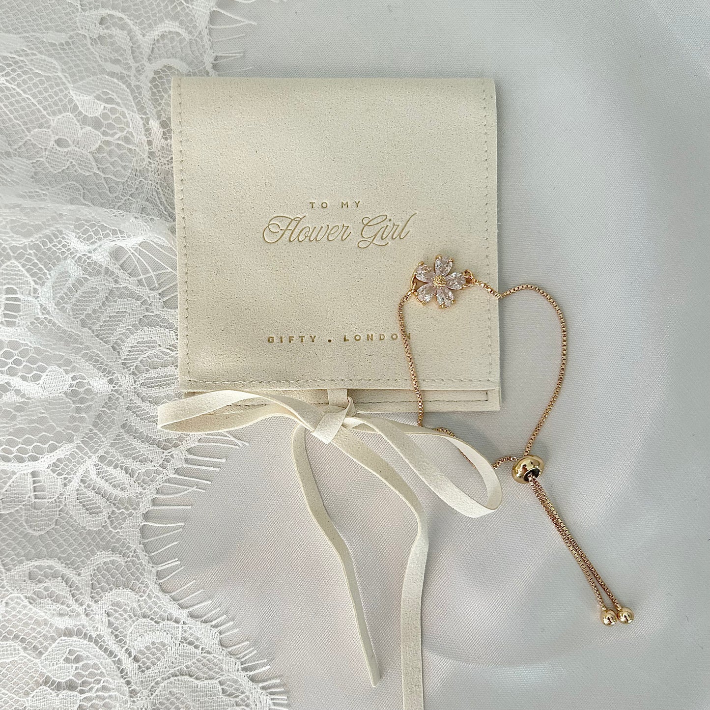 Bridesmaid Flower Bracelet With Pouch