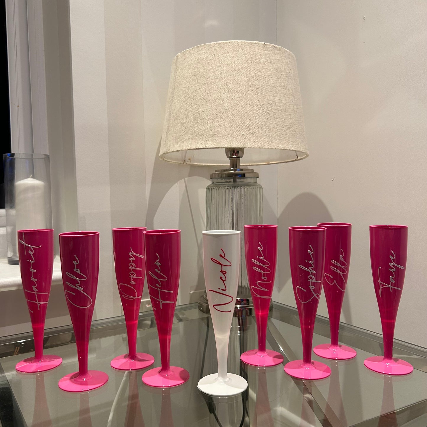 Personalised Pink Plastic Flutes