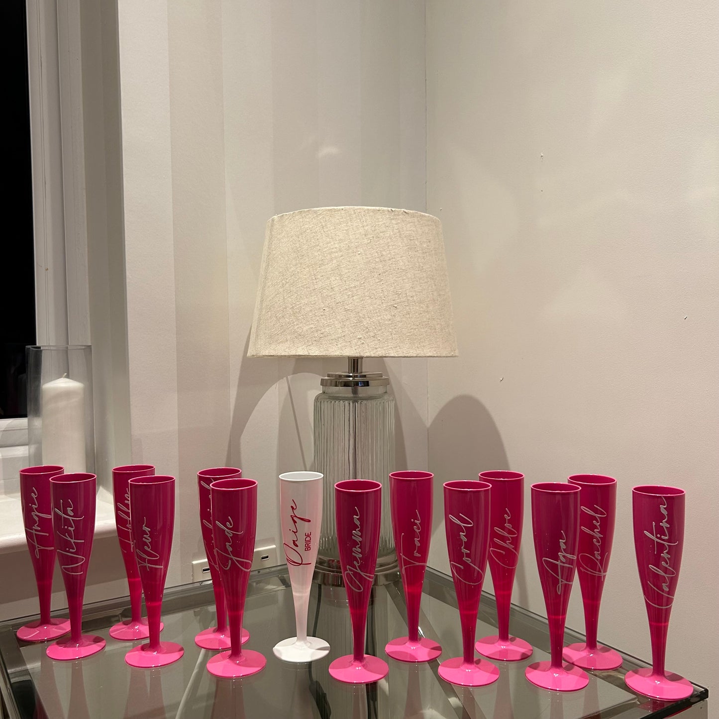 Personalised Pink Plastic Flutes