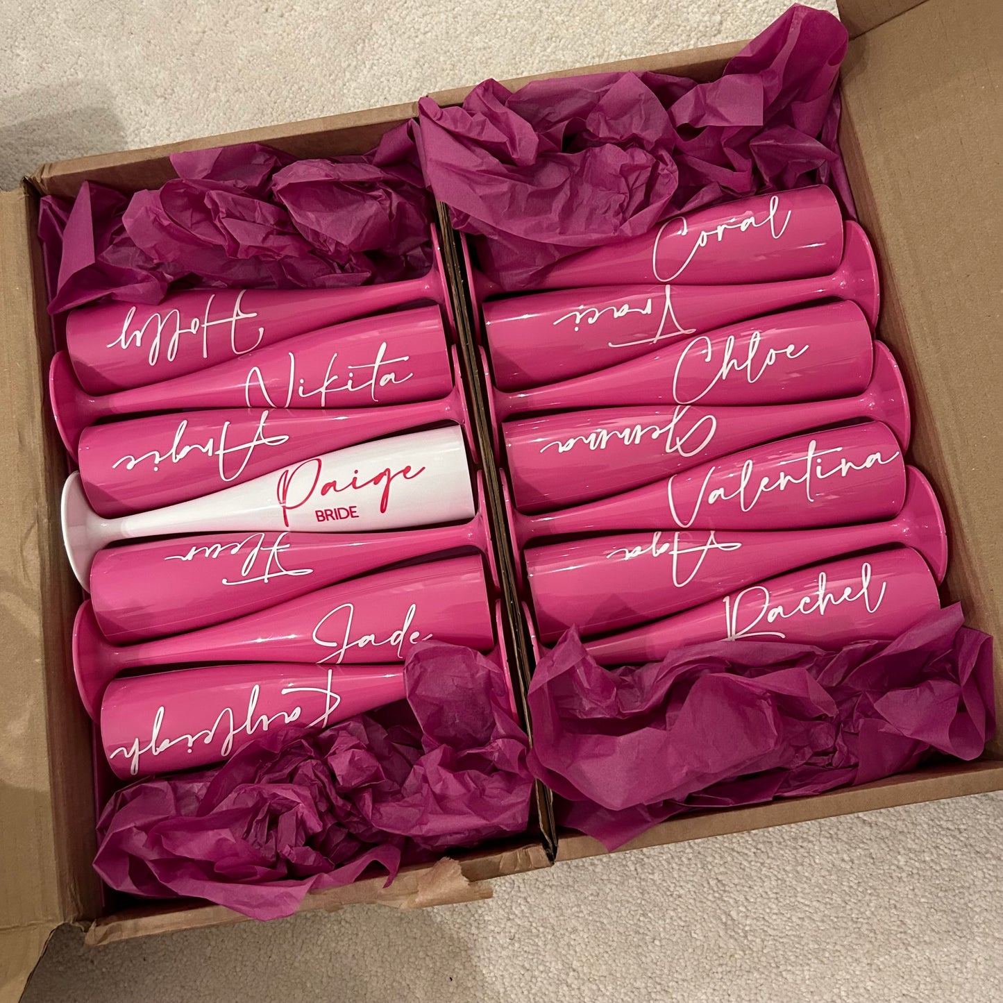 Personalised Pink Plastic Flutes