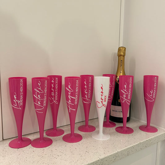 Personalised Pink Plastic Flutes