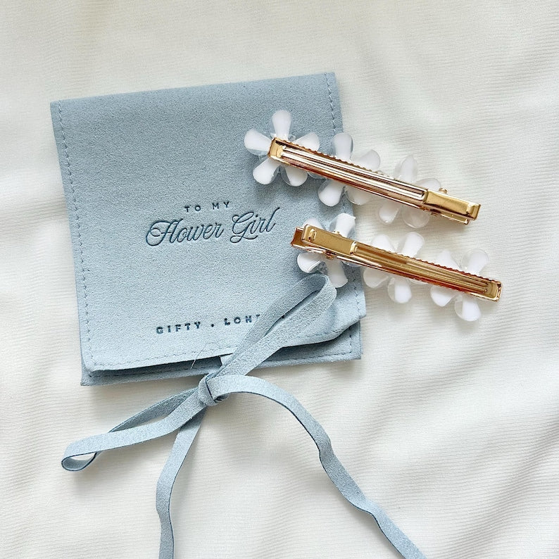 Flower girl hair slides pearl accessory