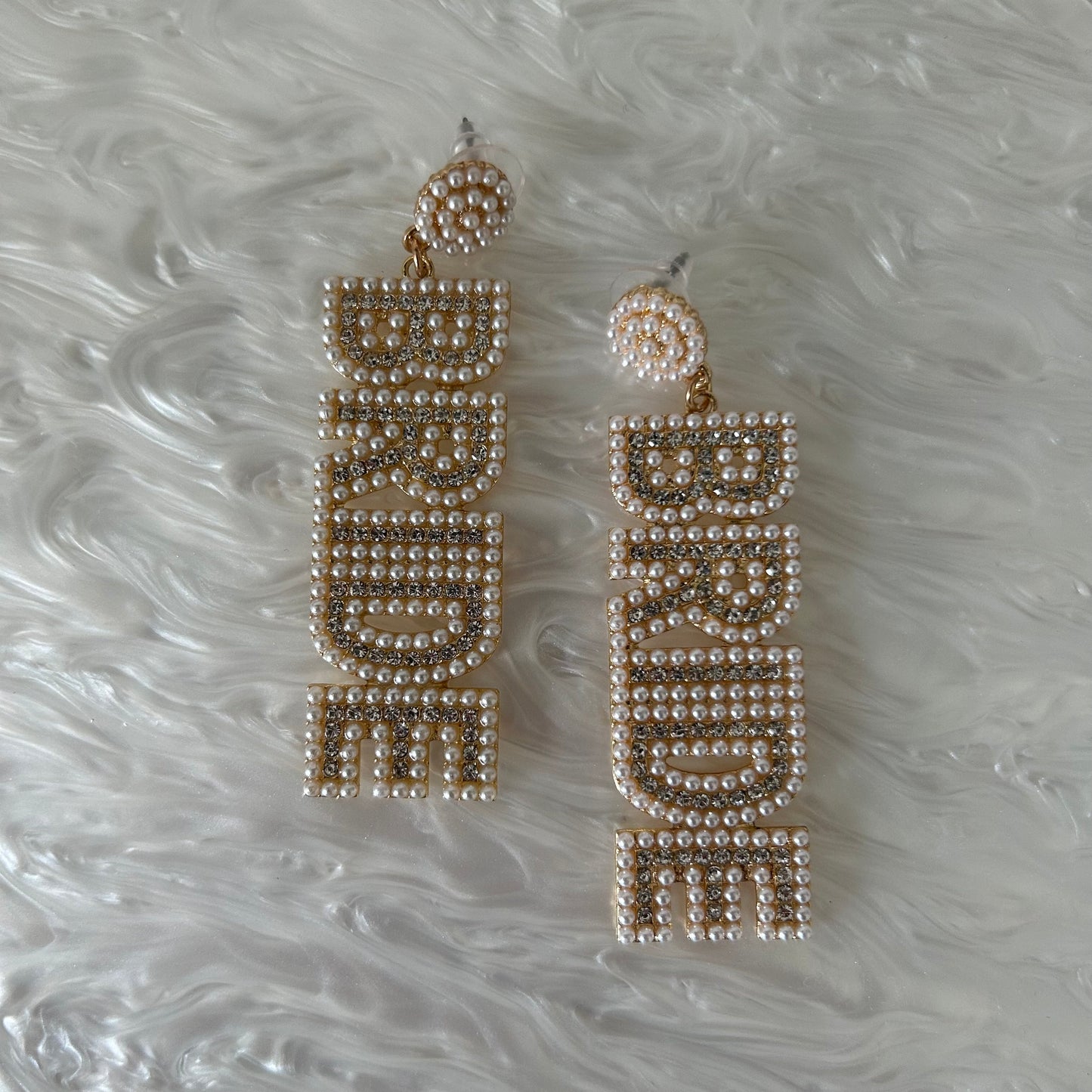 Gold & Diamanté Bride Dangle Earrings