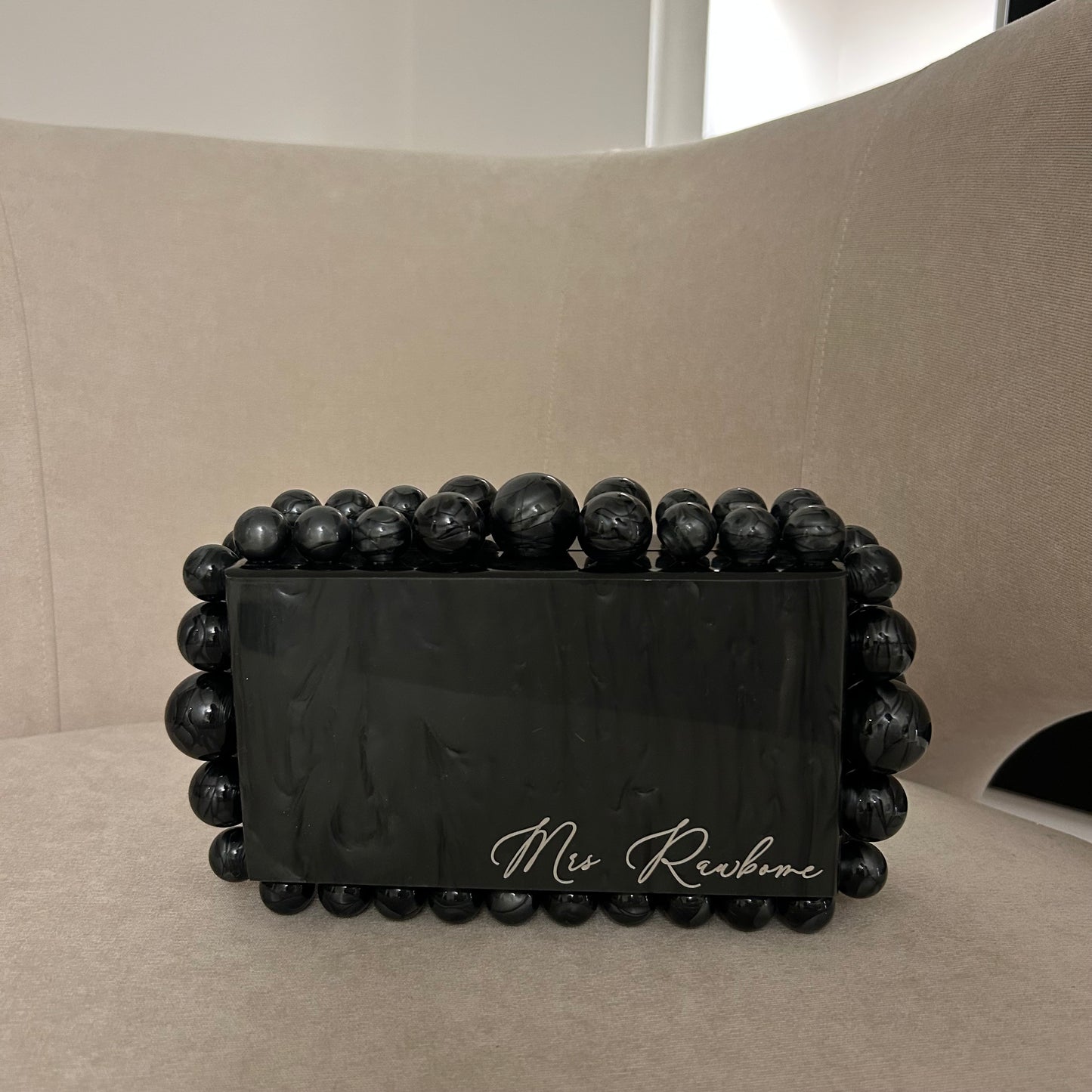 RIP Miss Black personalised bubble clutch bag