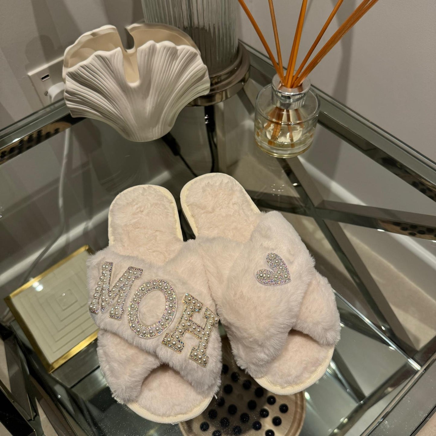 Maid Of Honour Pearl & Diamante Slippers