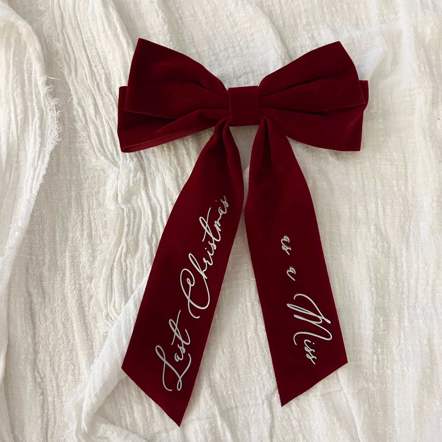 Christmas Velvet Personalised Hair Bow