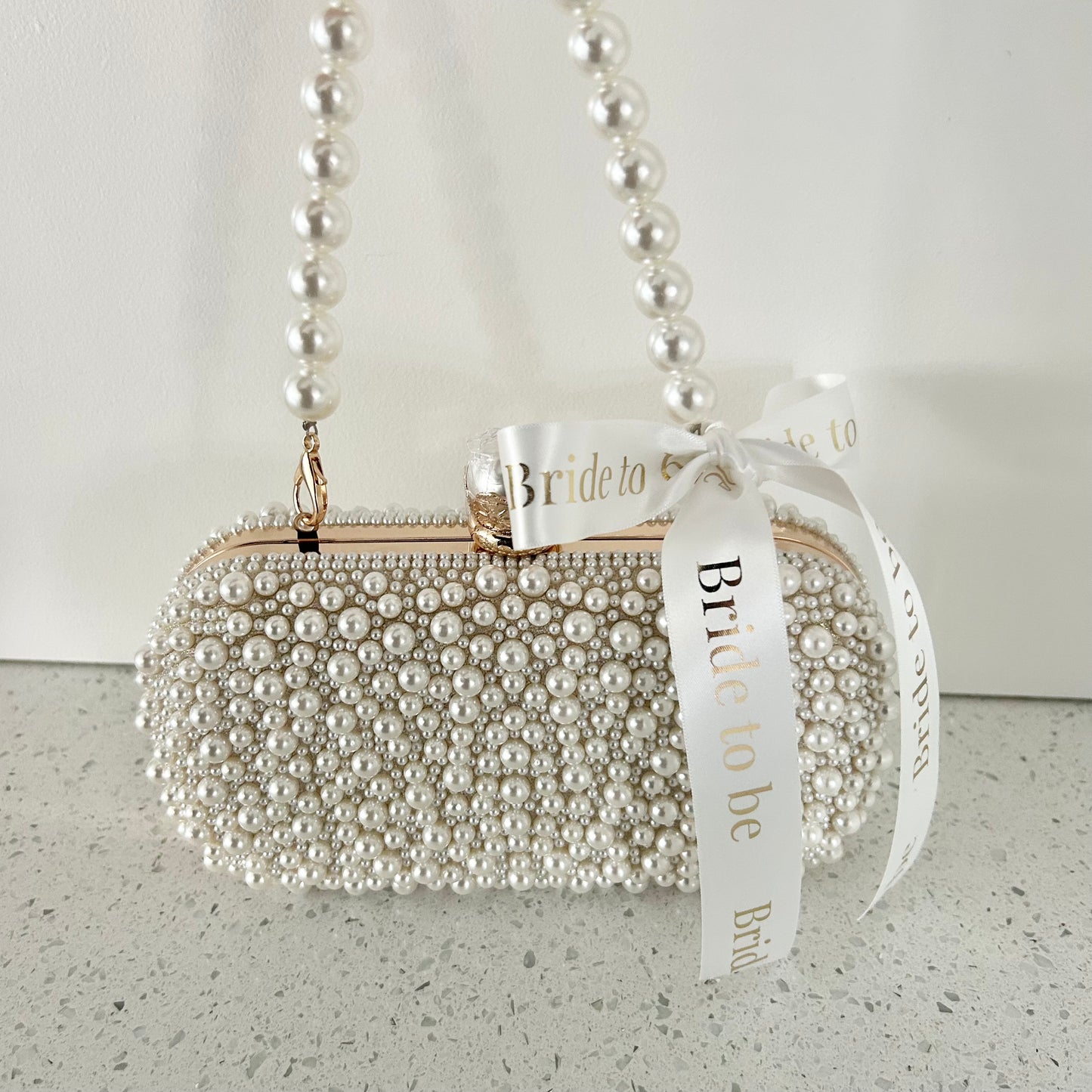 Gold Bride to be Pearl Beaded Bags