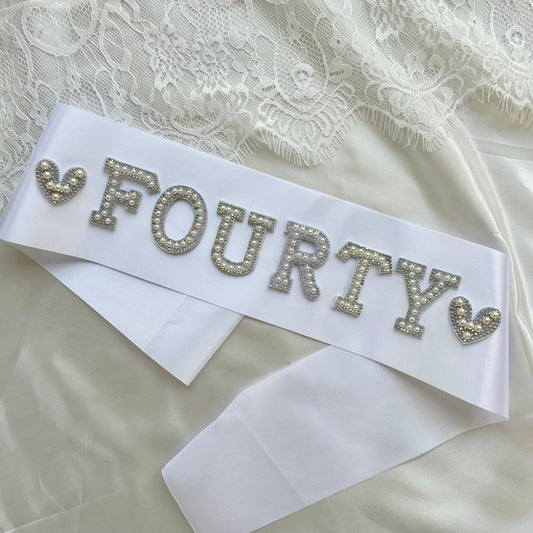 White Birthday Sashes