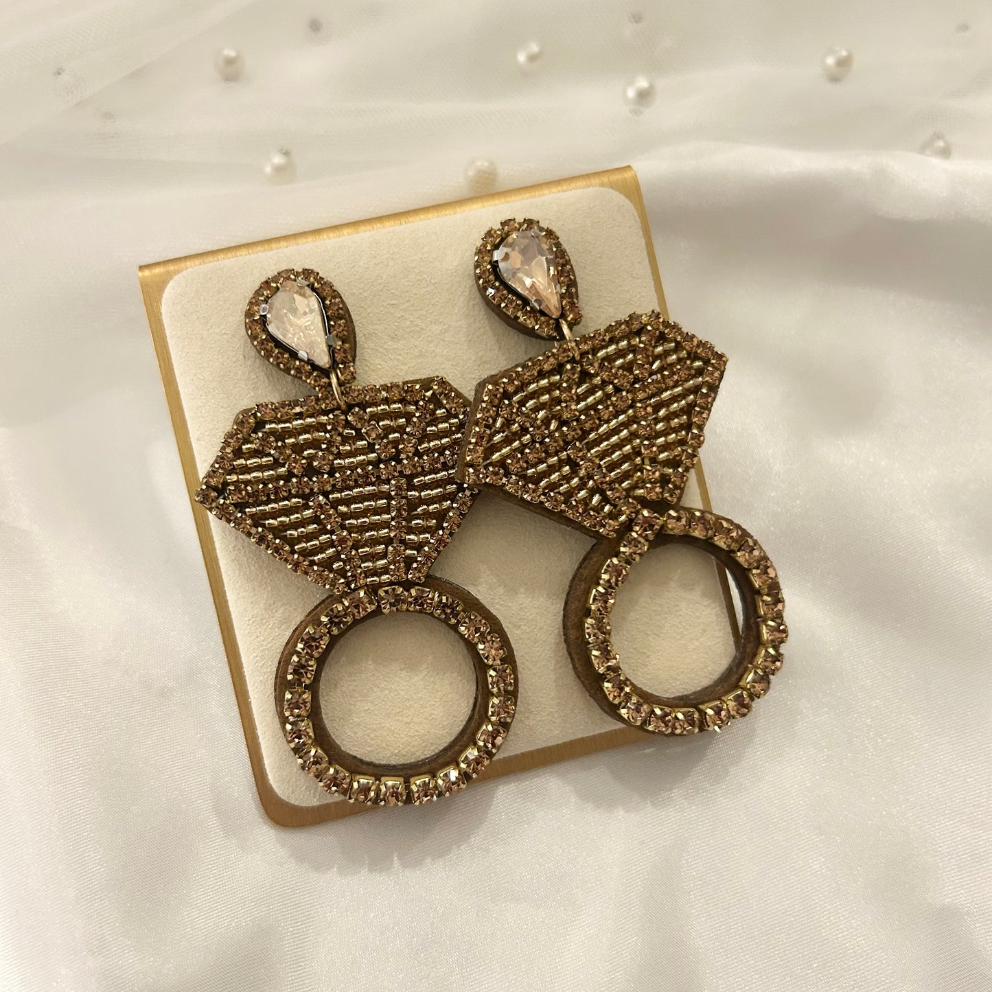 Bride Diamond Ring Dangle Earrings