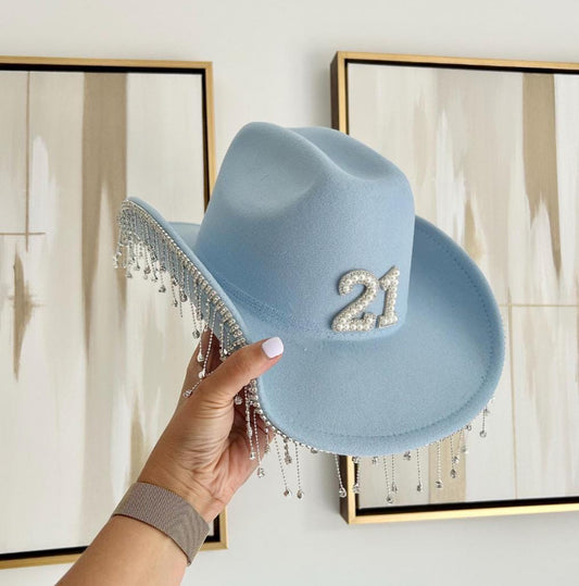 Fringe Pearl Birthday Cowboy Hat