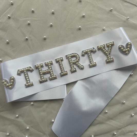 White Birthday Sashes